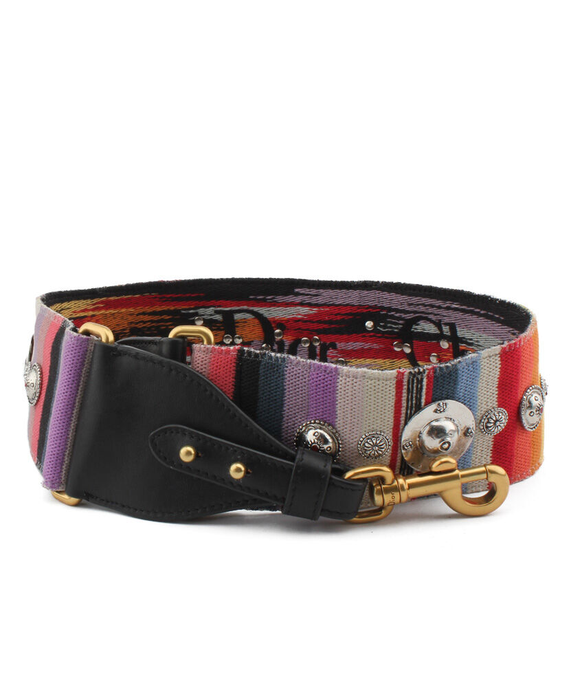 Christian Dior Wide multi-coloured canvas shoulder strap Red